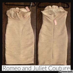 Romeo and Juliet couture strapless dress.